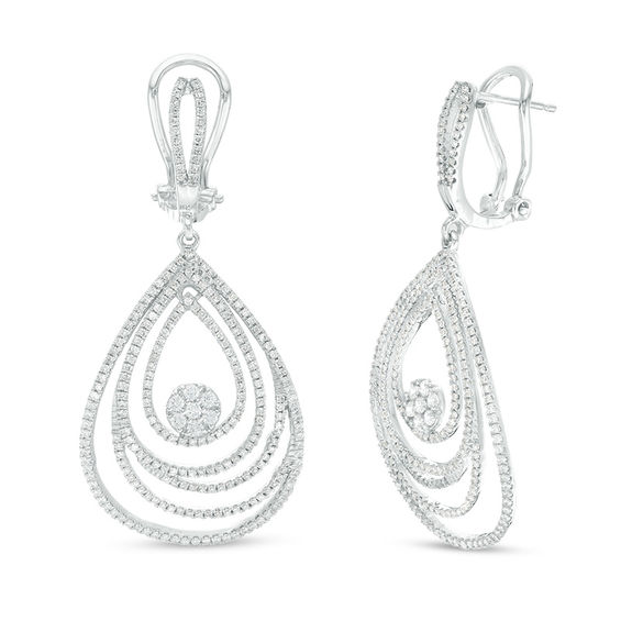 1 CT. T.w. Diamond Layered Teardrop Earrings in 10K White Gold