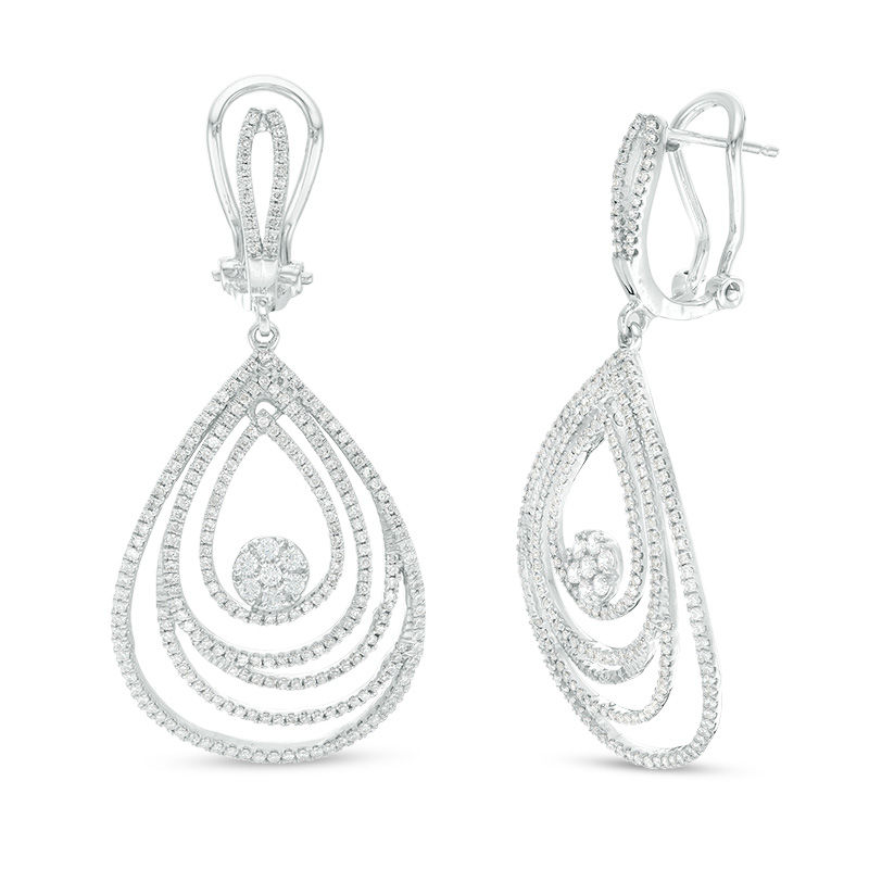 Main Image 1 of 1 CT. T.W. Diamond Layered Teardrop Earrings in 10K White Gold