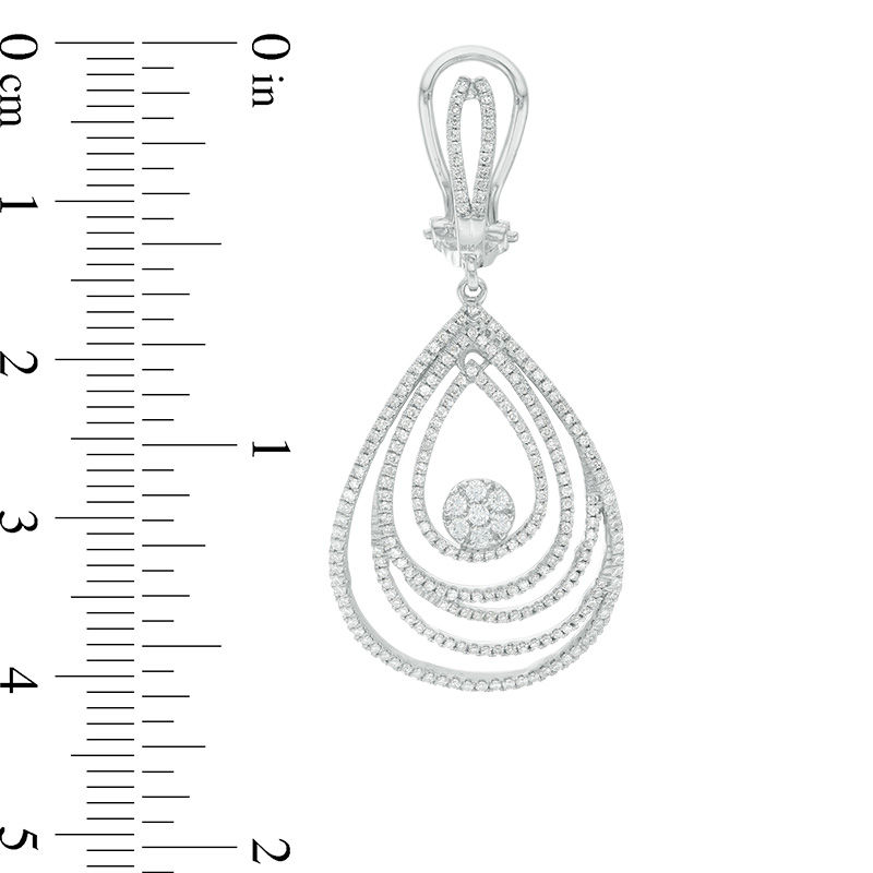 Main Image 2 of 1 CT. T.W. Diamond Layered Teardrop Earrings in 10K White Gold