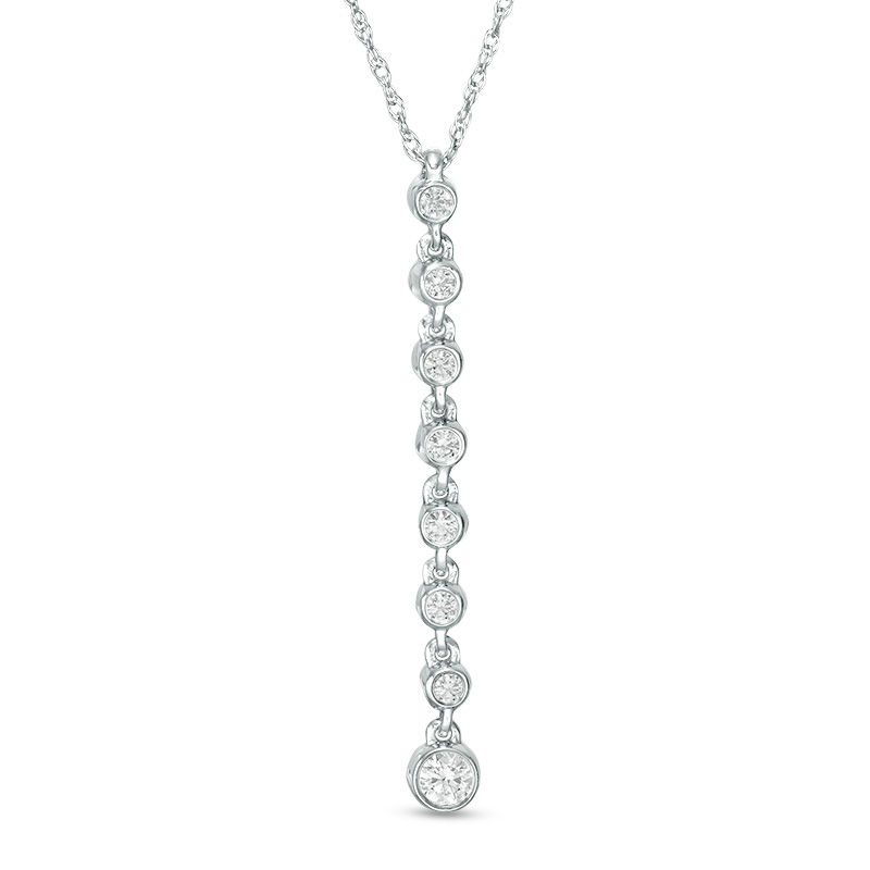Main Image 1 of 1/5 CT. T.W. Diamond Linear Drop Pendant in 10K White Gold