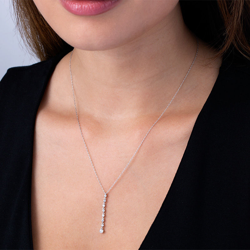 Main Image 2 of 1/5 CT. T.W. Diamond Linear Drop Pendant in 10K White Gold