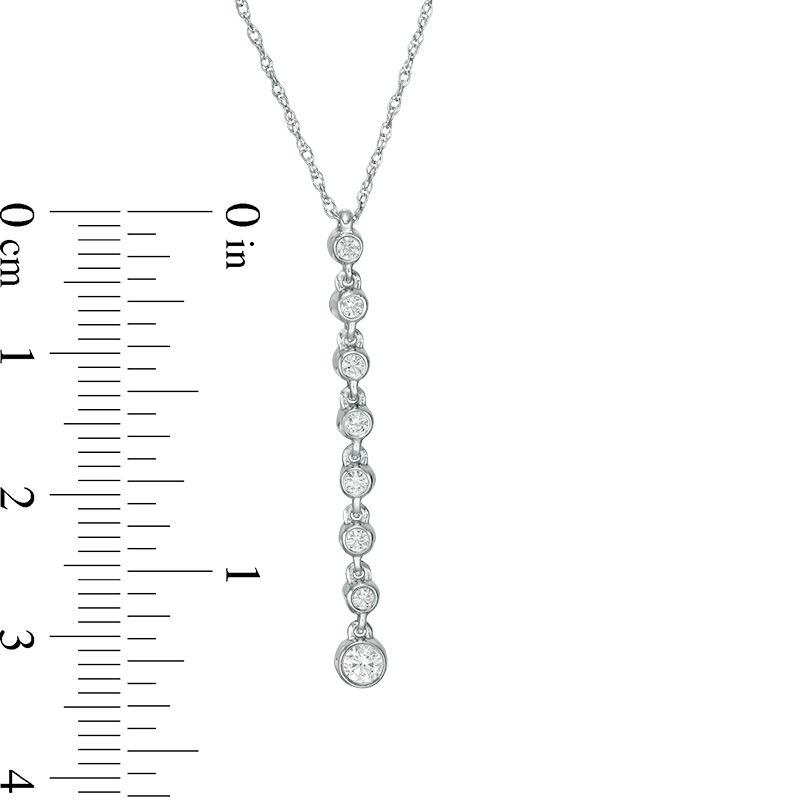 Main Image 3 of 1/5 CT. T.W. Diamond Linear Drop Pendant in 10K White Gold