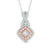 Thumbnail Image 0 of 1/3 CT. T.W. Princess-Cut Diamond Tilted Double Frame Twist Pendant in 10K Two-Tone Gold