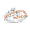 Thumbnail Image 1 of 1/10 CT. T.W. Diamond Multi-Row Braid Wrap Ring in Sterling Silver and 10K Rose Gold