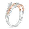 Thumbnail Image 1 of 1/10 CT. T.W. Diamond Multi-Row Braid Wrap Ring in Sterling Silver and 10K Rose Gold