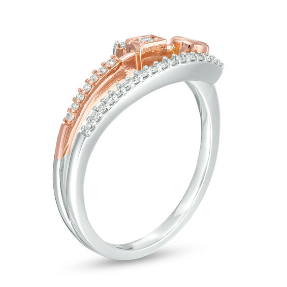 1/5 CT. T.w. Diamond Geometric Wrap Ring in 10K Two-Tone Gold