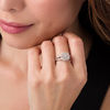 Thumbnail Image 3 of 1/20 CT. T.W. Diamond Flower Frame Ring in Sterling Silver