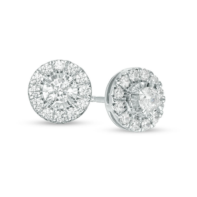 1/4 CT. T.W. Diamond Miracle Frame Stud Earrings in 10K White Gold | Zales