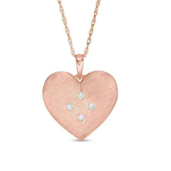 1/15 CT. T.w. Quad Diamond Heart Pendant in 10K Rose Gold