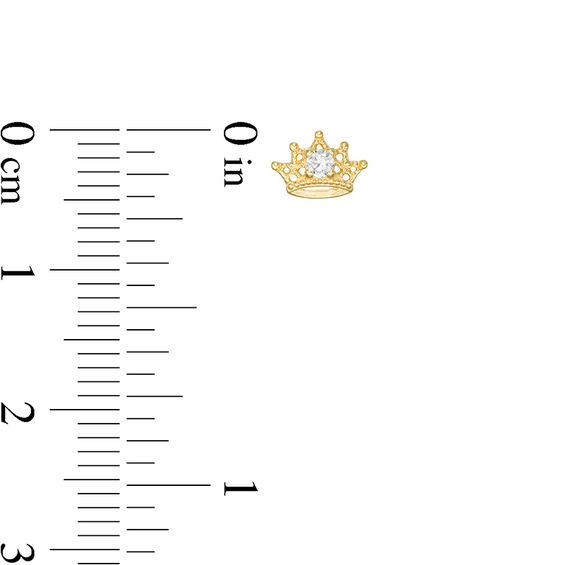 Child's Cubic Zirconia Beaded Crown Stud Earrings in 14K Gold