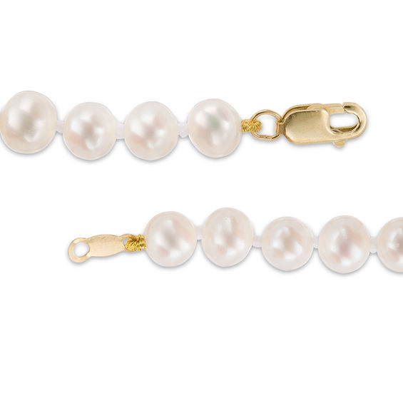 Child's 4.5-5.0mm Freshwater Cultured Pearl Strand Bracelet with 14K Gold Clasp-5.25"