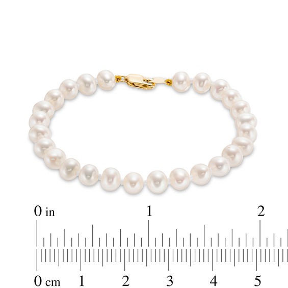 Child's 4.5-5.0mm Freshwater Cultured Pearl Strand Bracelet with 14K Gold Clasp-5.25"