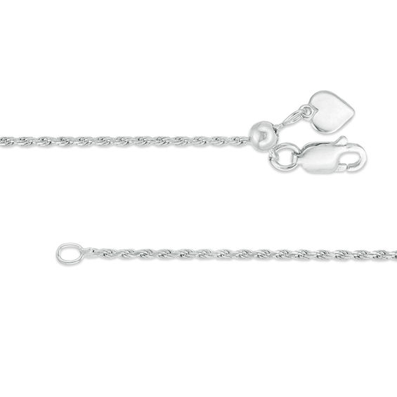 Adjustable 020 Gauge Rope Chain Necklace in Sterling Silver - 22"