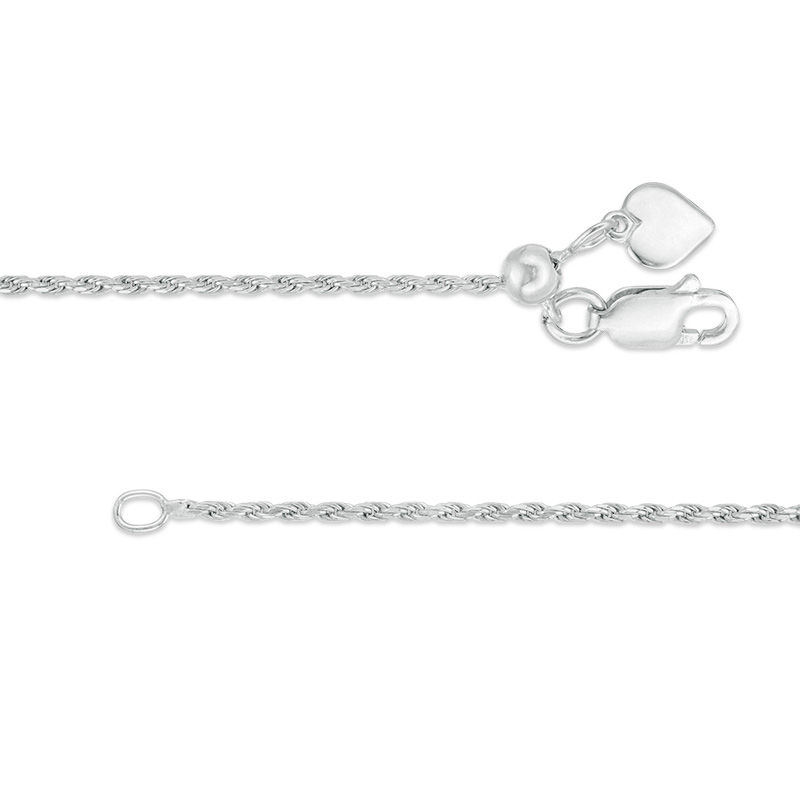 Main Image 2 of Adjustable 020 Gauge Rope Chain Necklace in Sterling Silver - 22&quot;