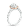 Thumbnail Image 2 of 3/4 CT. T.W. Certified Oval Diamond Double Scallop Frame Engagement Ring in 14K Two-Tone Gold (I/SI1)