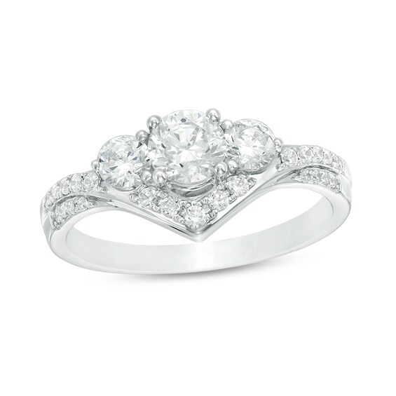 1 CT. T.w. Diamond Past Present Future® Chevron Engagement Ring in 14K White Gold