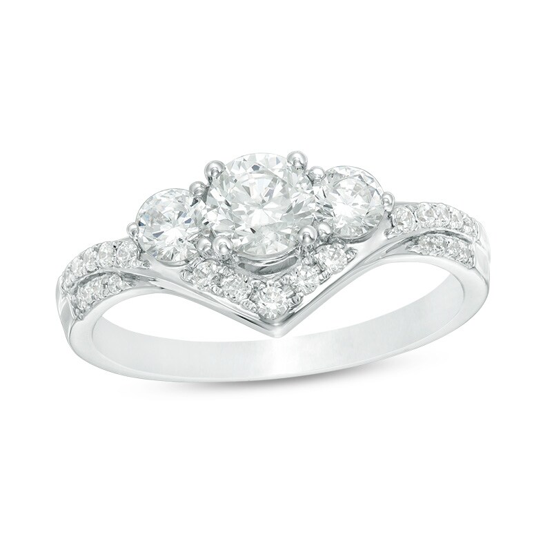 Main Image 1 of 1 CT. T.W. Diamond Past Present Future® Chevron Engagement Ring in 14K White Gold