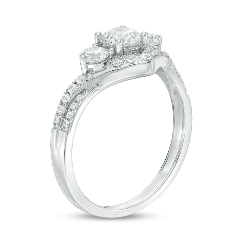 Main Image 2 of 1 CT. T.W. Diamond Past Present Future® Chevron Engagement Ring in 14K White Gold