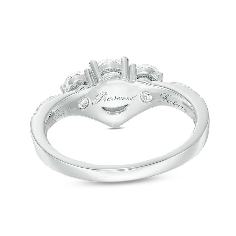 Main Image 3 of 1 CT. T.W. Diamond Past Present Future® Chevron Engagement Ring in 14K White Gold
