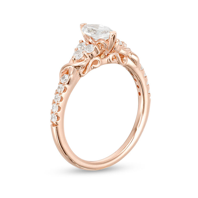 7/8 CT. T.W. Marquise Diamond Tri-Sides Twist Engagement Ring in 14K Rose Gold