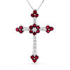 Thumbnail Image 1 of Ruby and 1/3 CT. T.W. Diamond Floral Cross Pendant in 14K White Gold