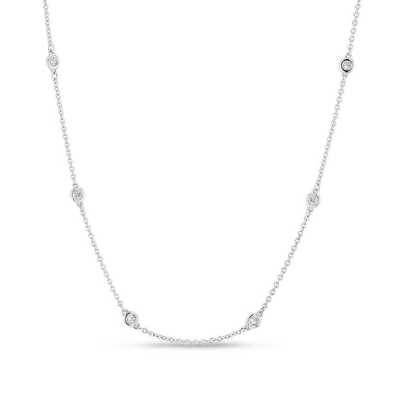 1/3 CT. T.W. Diamond Station Necklace in 14K White Gold - 20"