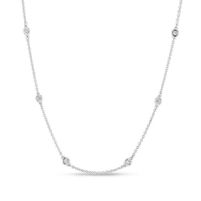Main Image 1 of 1/3 CT. T.W. Diamond Station Necklace in 14K White Gold - 20"