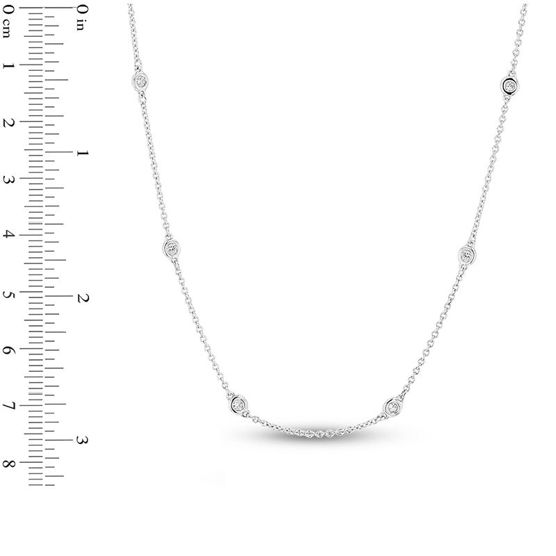 1/3 CT. T.W. Diamond Station Necklace in 14K White Gold - 20"