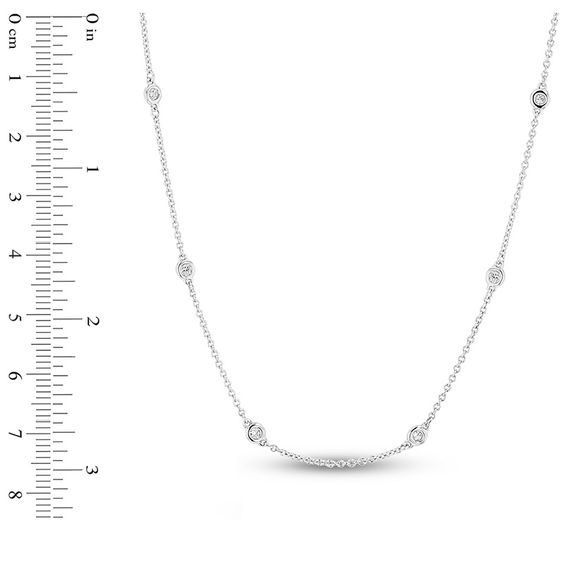 1/3 CT. T.w. Diamond Station Necklace in 14K White Gold