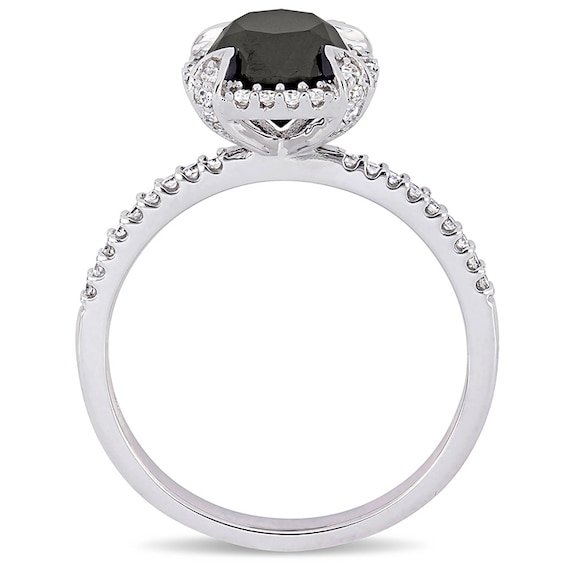 2 CT. T.w. Black and White Diamond Frame Engagement Ring in 10K White Gold