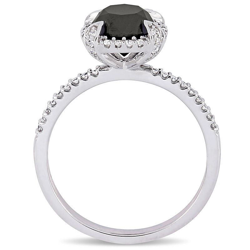 Main Image 3 of 2 CT. T.W.  Black and White Diamond Frame Engagement Ring in 10K White Gold
