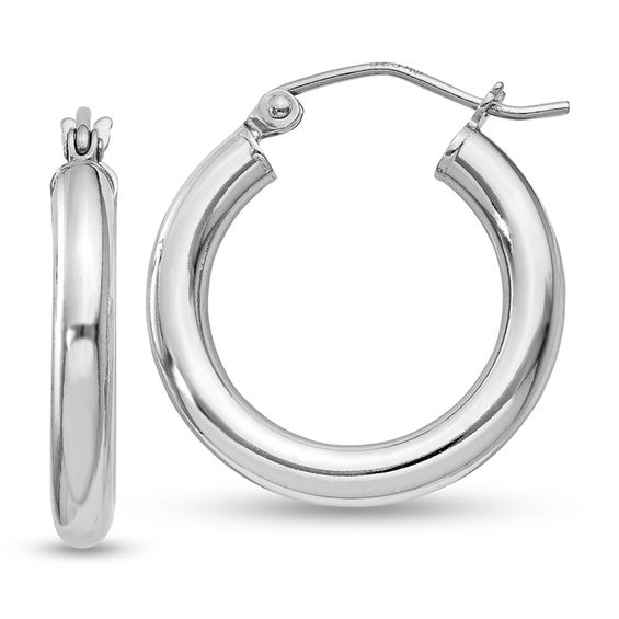 3.0 x 20.0mm Polished Hoop Earrings in Sterling Silver Silver