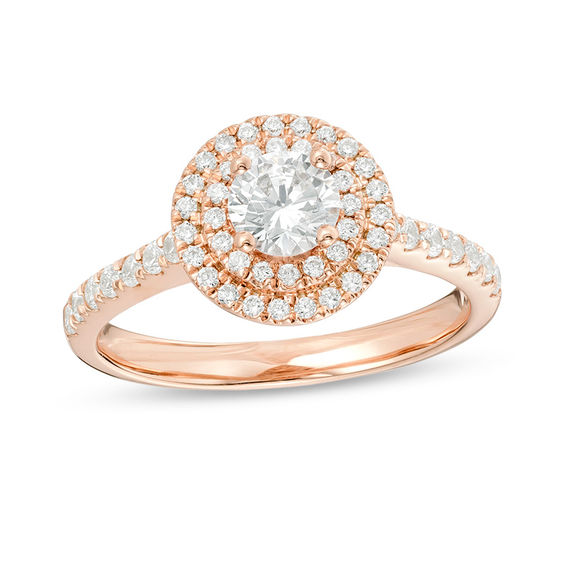 1 CT. T.W. Diamond Double Frame Engagement Ring in 14K Rose Gold 1 CT. T.W. Diamond Double Frame Engagement Ring in 14K Rose Gold