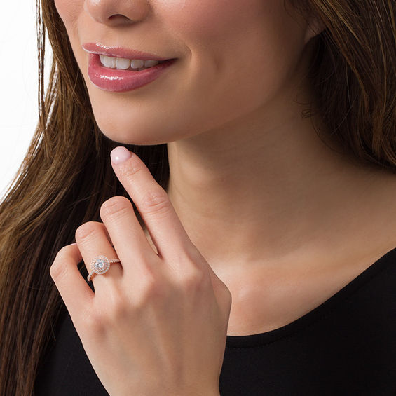 1 CT. T.W. Diamond Double Frame Engagement Ring in 14K Rose Gold 1 CT. T.W. Diamond Double Frame Engagement Ring in 14K Rose Gold