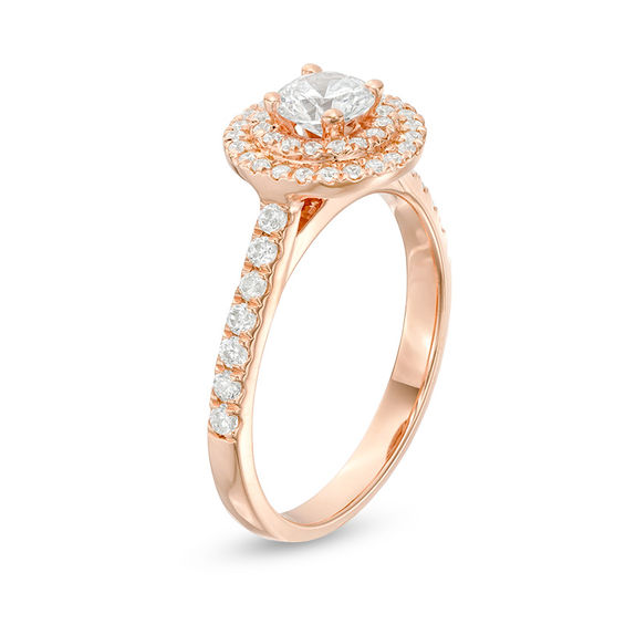 1 CT. T.W. Diamond Double Frame Engagement Ring in 14K Rose Gold 1 CT. T.W. Diamond Double Frame Engagement Ring in 14K Rose Gold