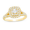 1 CT. T.W. Diamond Double Cushion Frame Engagement Ring in 10K Gold