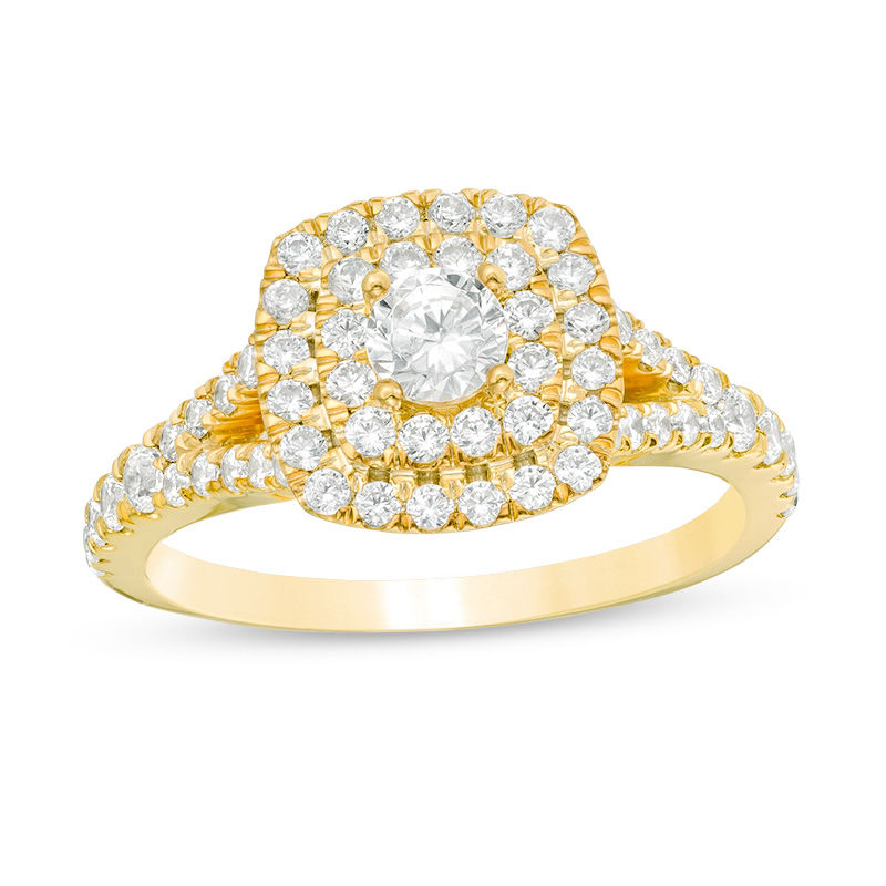 Main Image 1 of 1 CT. T.W. Diamond Double Cushion Frame Engagement Ring in 10K Gold