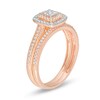 Thumbnail Image 3 of 1/3 CT. T.W. Composite Diamond Double Cushion Frame Vintage-Style Bridal Set in 10K Rose Gold
