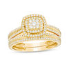 Thumbnail Image 1 of 1/2 CT. T.W. Composite Diamond Double Cushion Frame Bridal Set in 10K Gold