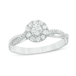 3/8 CT. T.W. Diamond Frame Twist Engagement Ring in 10K White Gold