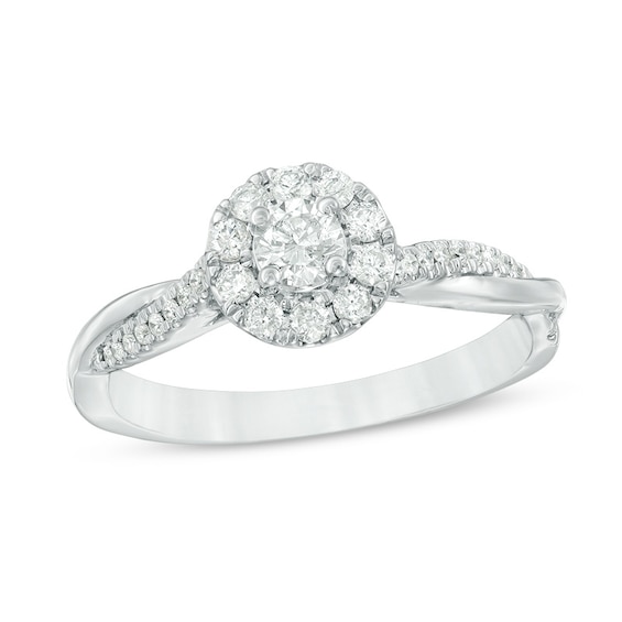 3/8 CT. T.w. Diamond Frame Twist Engagement Ring in 10K Gold