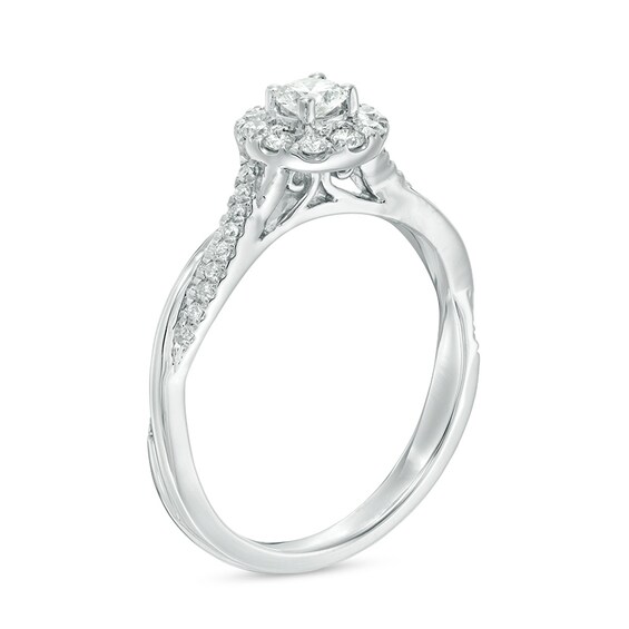 3/8 CT. T.w. Diamond Frame Twist Engagement Ring in 10K Gold