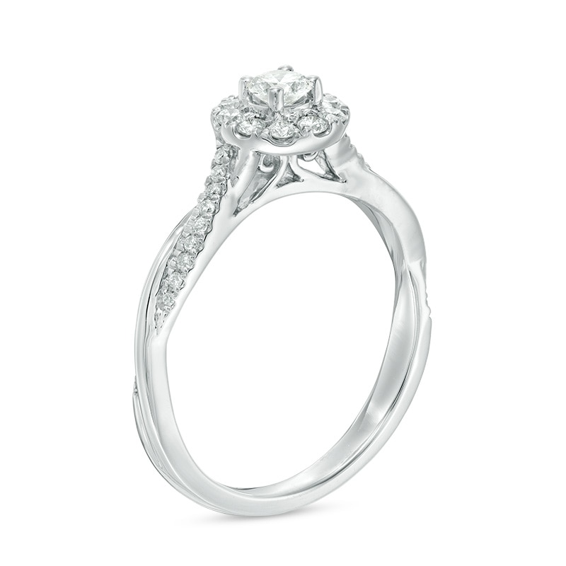 Main Image 2 of 3/8 CT. T.W. Diamond Frame Twist Engagement Ring in 10K White Gold