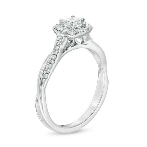 3/8 CT. T.w. Princess-Cut Diamond Frame Twist Engagement Ring in 10K White Gold