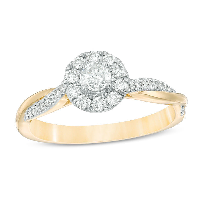 3/8 CT. T.W. Diamond Frame Twist Engagement Ring in 10K Gold