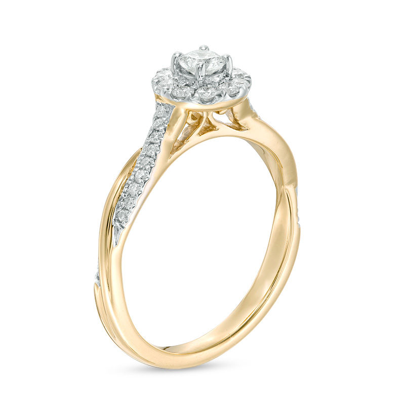 3/8 CT. T.W. Diamond Frame Twist Engagement Ring in 10K Gold