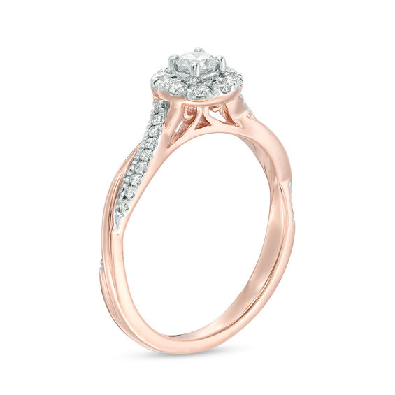 3/8 CT. T.w. Diamond Frame Twist Engagement Ring in 10K Rose Gold
