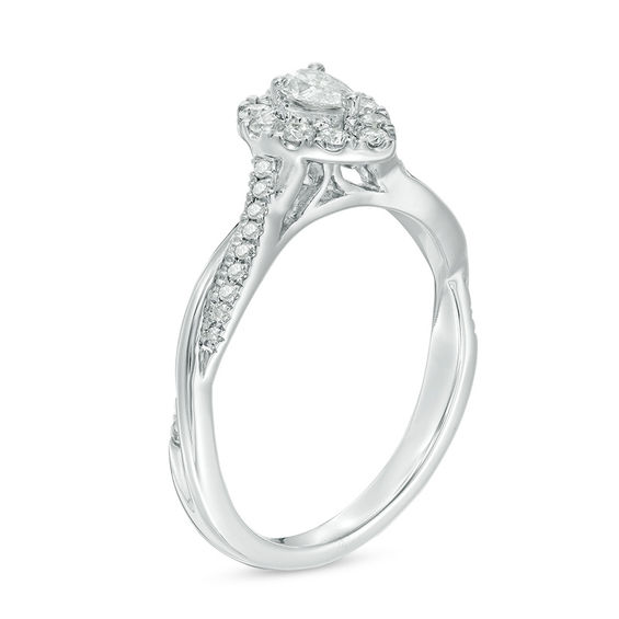 3/8 CT. T.w. Pear-Shaped Diamond Frame Twist Engagement in 10K Gold