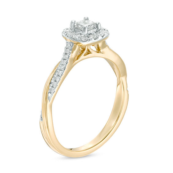 3/8 CT. T.w. Princess-Cut Diamond Frame Twist Engagement Ring in 10K Gold