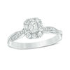 Thumbnail Image 1 of 3/8 CT. T.W. Emerald-Cut Diamond Frame Twist Engagement Ring in 10K White Gold